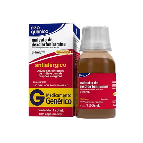 maleato de dexclorfeniramina solução oral 120ml